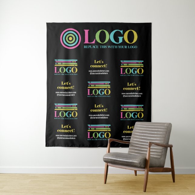 Tenture Arrière-plan du Modèle de texte du logo répété en  (En situation)