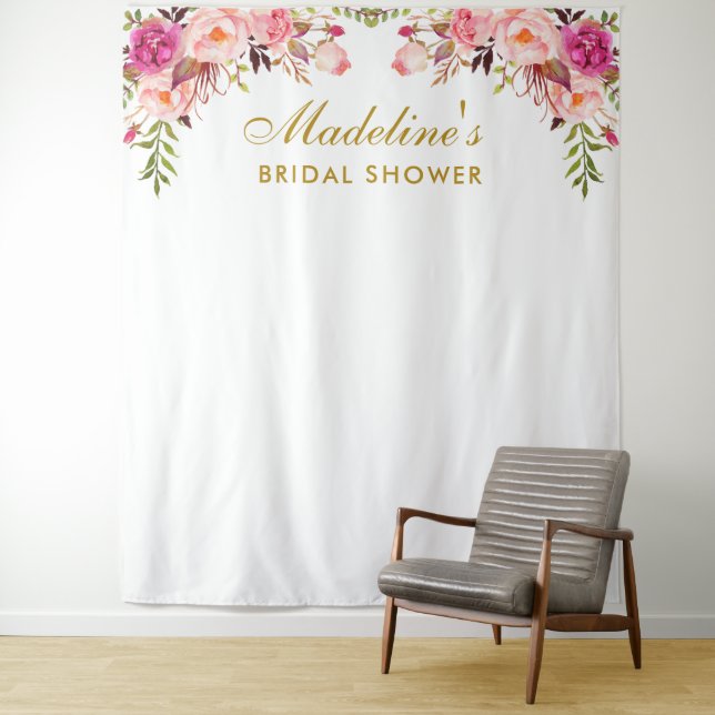 Tenture Arrière-plan Fête des mariées rose | Photo Booth P (En situation)