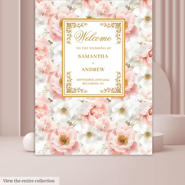 Tenture Arrière-plan Mariage couleur or bleu minimal (Minimal Blush Gold Watercolor Wedding Backdrop

)