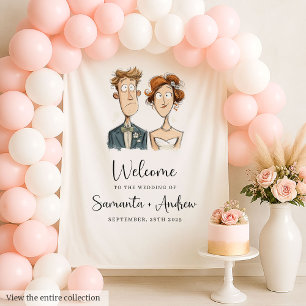 Tenture Arrière-plan Mariage ironique Aquarelle mariée et 