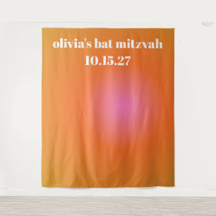 Tenture Arrière-plan personnalisé du Bat mitzvah orange ré