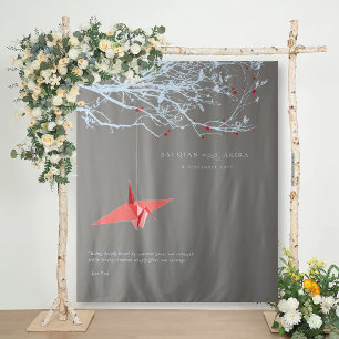 Tenture Arrière-plan photo du Mariage de grue en papier Or