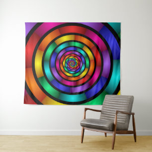 Tenture Arrondi et psychédélique coloré Art moderne fracta