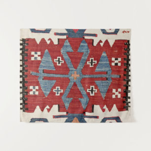 Tenture Arrow en Diamant Bleu Konya II 19e siècle Authenti