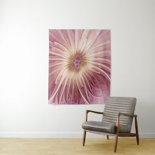 Tenture Art Abstrait Fractal Fleur & Tons de Bourgogne