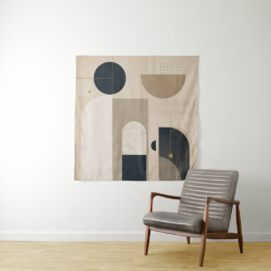 Tenture Art abstrait géométrique minimaliste de luxe en NB