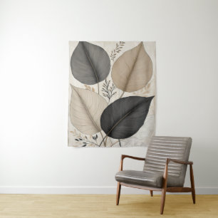 Tenture Art Botanique Neutre Des Feuilles Abstraits Terre
