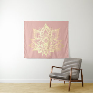 Tenture Art de Mandala en or rose Boho