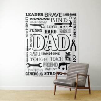 Tenture Art de mots pour papa, Cadeau pour papa, Citations