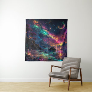 Tenture Art de nébuleuse arc-en-ciel espace néon Galaxie C