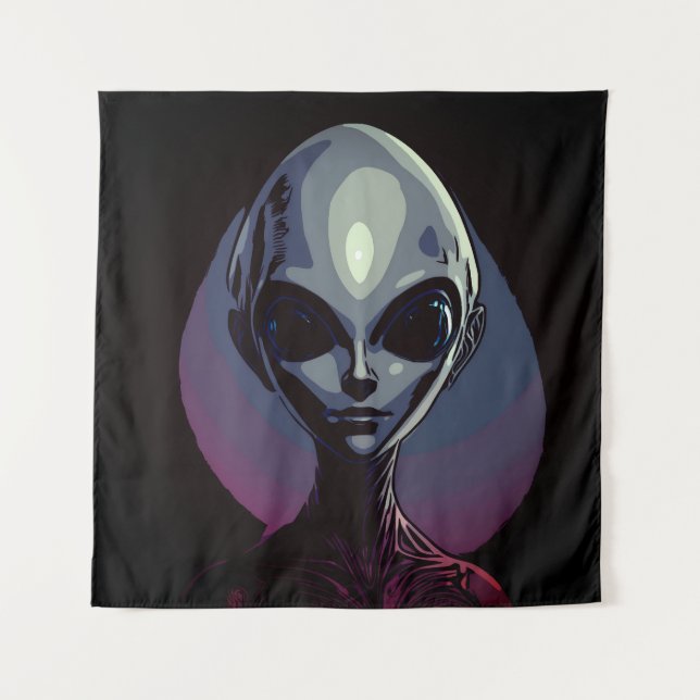 Tenture Art extraterrestre Alien gris (Devant)