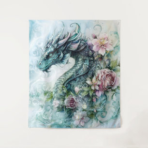 Tenture Art fantastique de dragon floral enchanteur