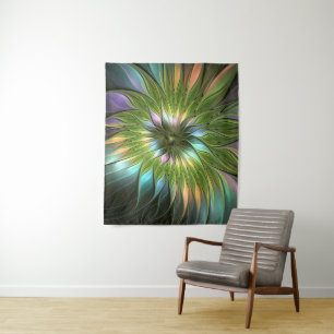 Tenture Art Fractal Fleur Imaginaire Coloré Lumineux