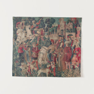 Tenture Art médiéval de Unicorne - Les chasseurs reviennen