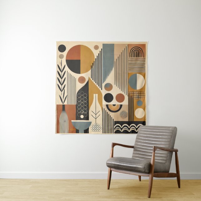Tenture Art Moderne Du Milieu Du Siècle Récolte Automne (En situation)