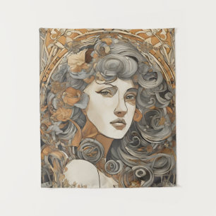 Tenture Art Nouveau Portrait Femme Vintage Illustration