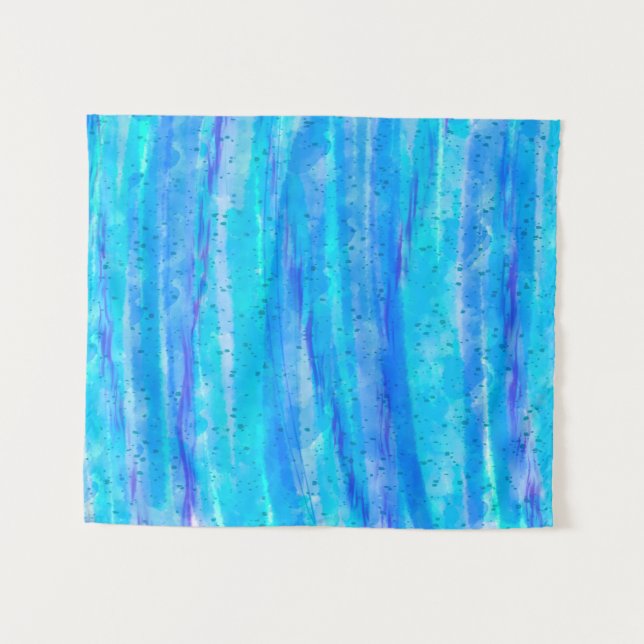 Tenture Art numérique Abstrait Aqua Bleu, Violet et Turquo (Devant (Horizontal))