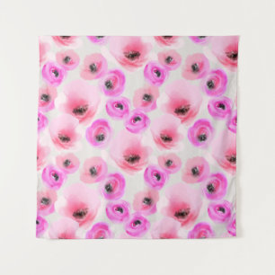 Tenture Art numérique d'aquarelle rose Fleurs