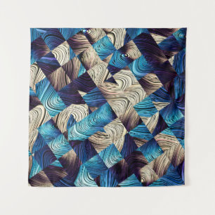 Tenture Art numérique motif abstrait. image bleue Abstrait