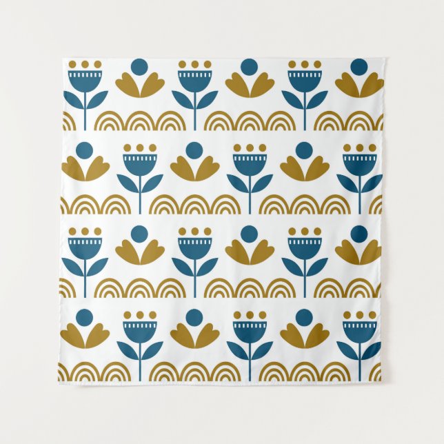 Tenture Art populaire scandinave, motif coloré. (Devant)