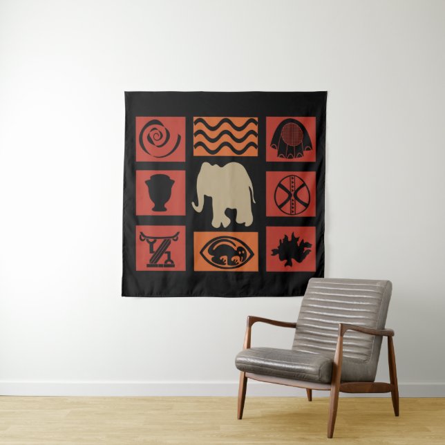Tenture art tribal africain Abstrait (En situation)