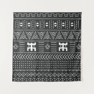 Tenture Art Tribal Africain : Géométrique Noir & Blanc