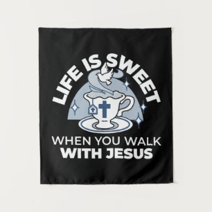 Tenture Art Vivant Fidèle - Teacup avec Croix et Dove