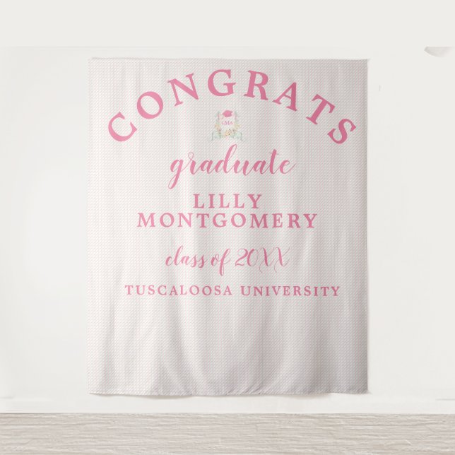 Tenture Artiste Monogramme Graduation Photo Contexte (Devant)