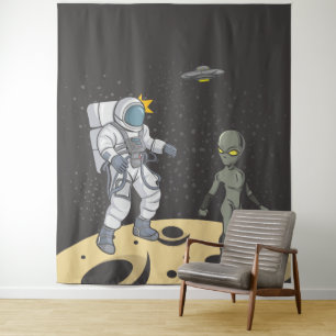 Tenture Astronaute et alien