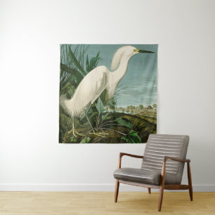 Tenture Audubon Héron de neige Oiseaux d'aigrettes blanche
