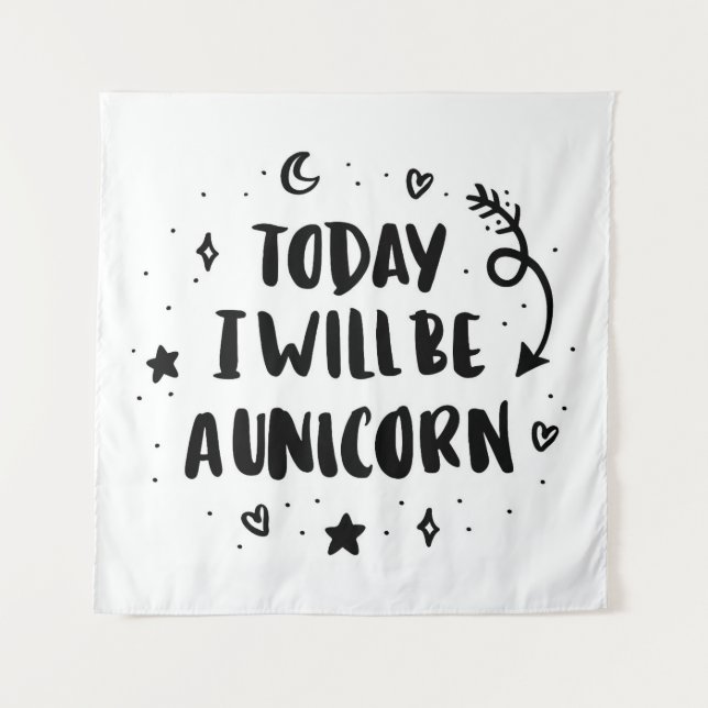 Tenture Aujourd'hui je serai une licorne (Devant)