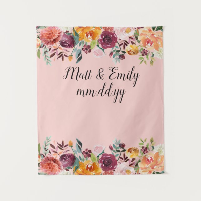 Tenture Automne Floral Photo Booth Prop rose Mariage fond (Devant)