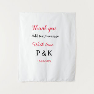 Tenture Avec amour ajoutez lettre du nom du couple merci a