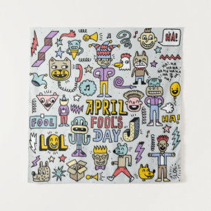 Tenture Avril Fools : Jeu de Doodles Colorés.