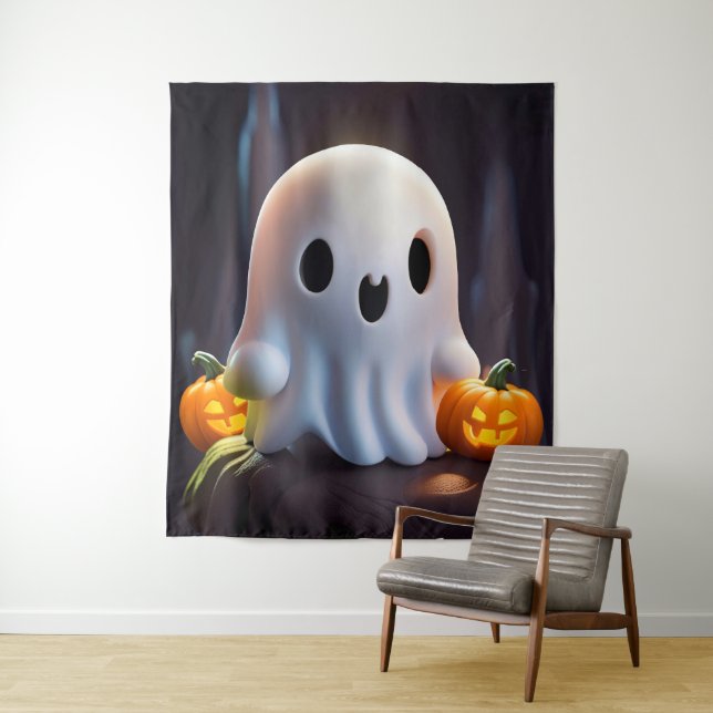 Tenture Baby Ghost Déplaisant mignon caractère Halloween (En situation)