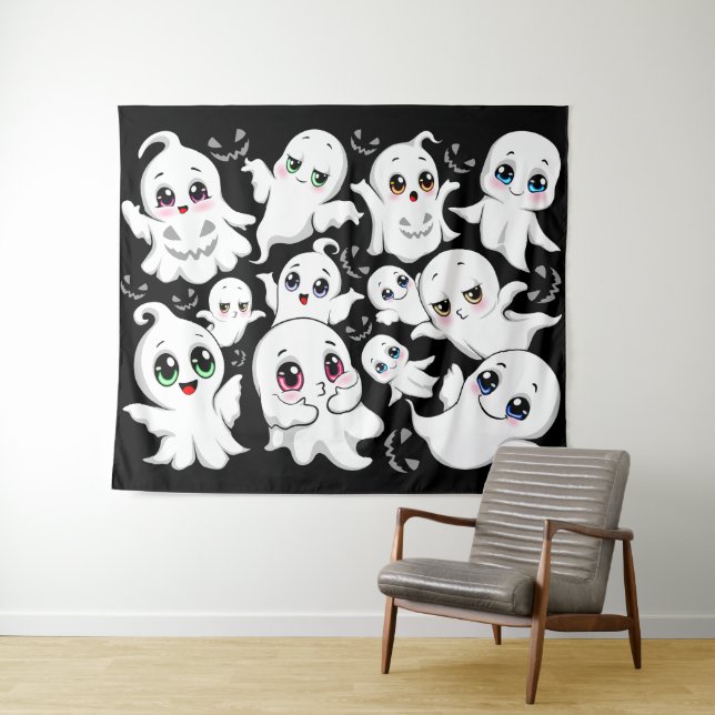 Tenture Baby Ghosts Éffrayant mignon Halloween humeur (En situation (horizontale))