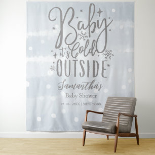 Tenture Baby It's Cold Outside Boy Baby shower Backdrop