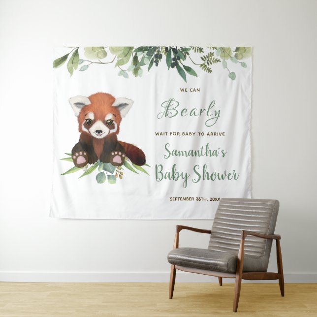 Tenture Baby shower Affiche de bienvenue mignonne Ours Pan (En situation (horizontale))