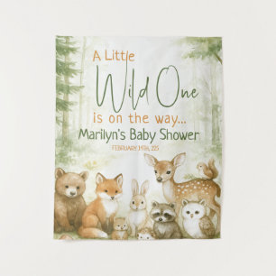 Tenture Baby Shower Animaux de Bébé Mignons de la Forêt