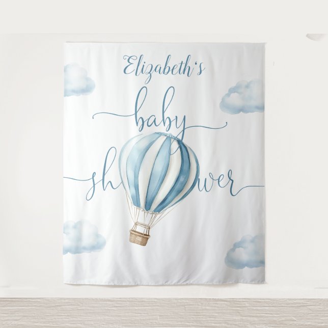 Tenture Baby shower Bleu Balloon Boy Photo fond (Devant)