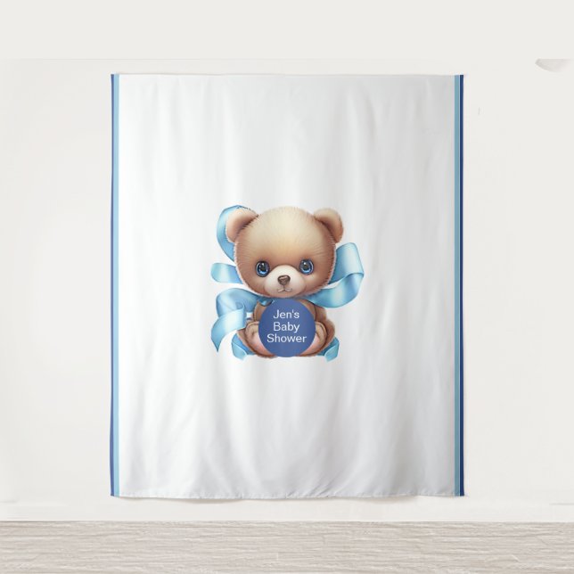 Tenture Baby shower bleu Teddy Bear (Devant)