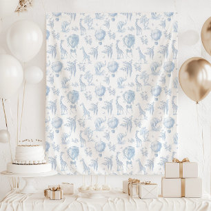 Tenture Baby shower bleu Toile de Jouy