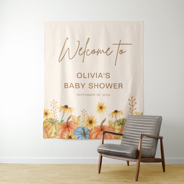 Tenture Baby shower citrouille (En situation)