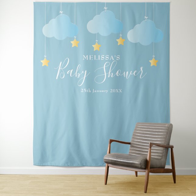 Tenture Baby shower Cute Bleu Photo Boot Arrière-plan (En situation)