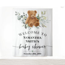 Baby shower d'accueil Ours Eucalyptus Vert