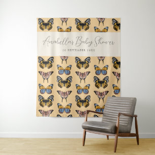 Tenture Baby shower de filles papillon orange moderne