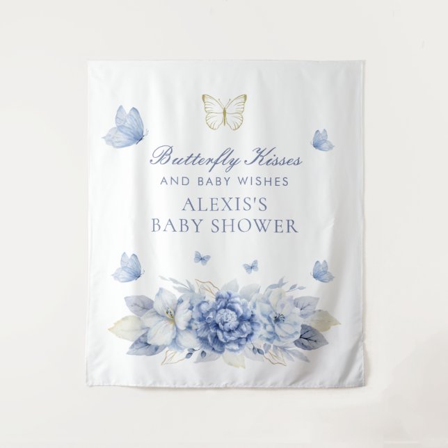 Tenture Baby shower de garçon Baisers papillon (Devant)