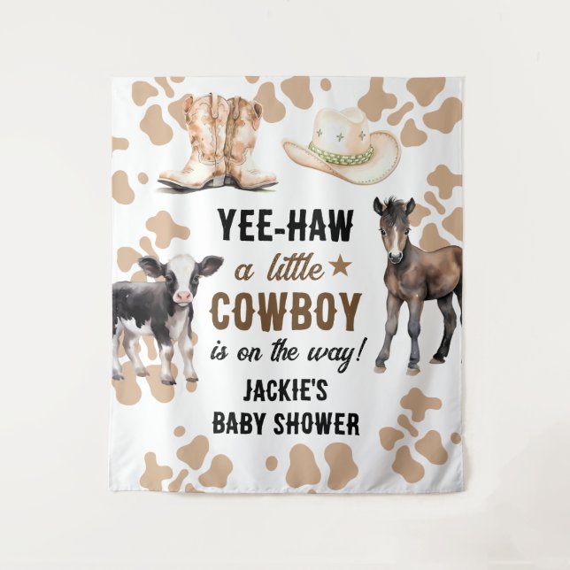 Tenture Baby shower de rodéo Little Cowboy (Devant)