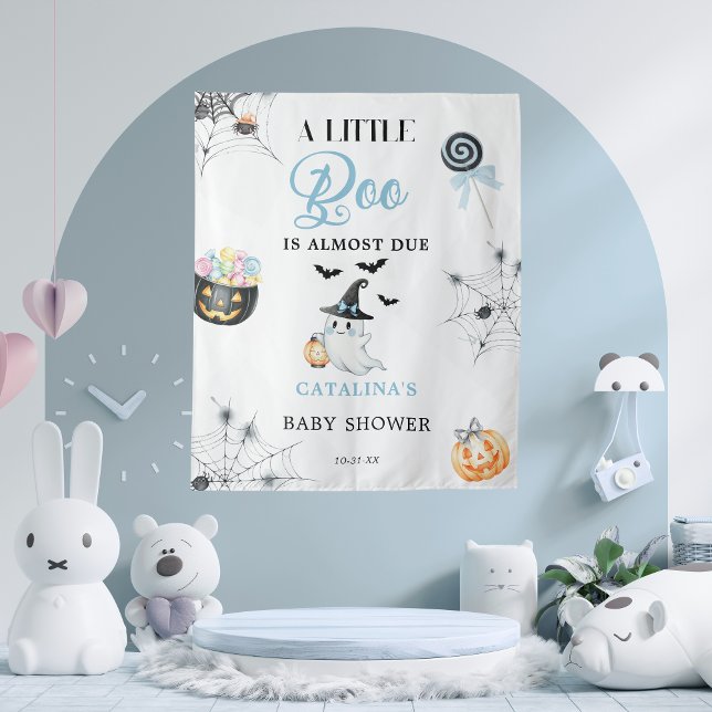 Tenture Baby shower d'Halloween Little Boo Bleu (Créateur téléchargé)