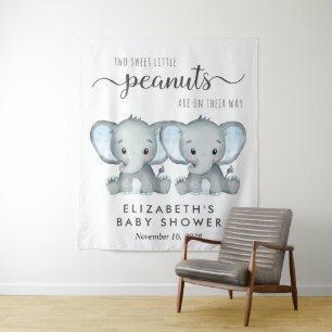 Tenture Baby shower Elephant Twin Boys Bienvenue